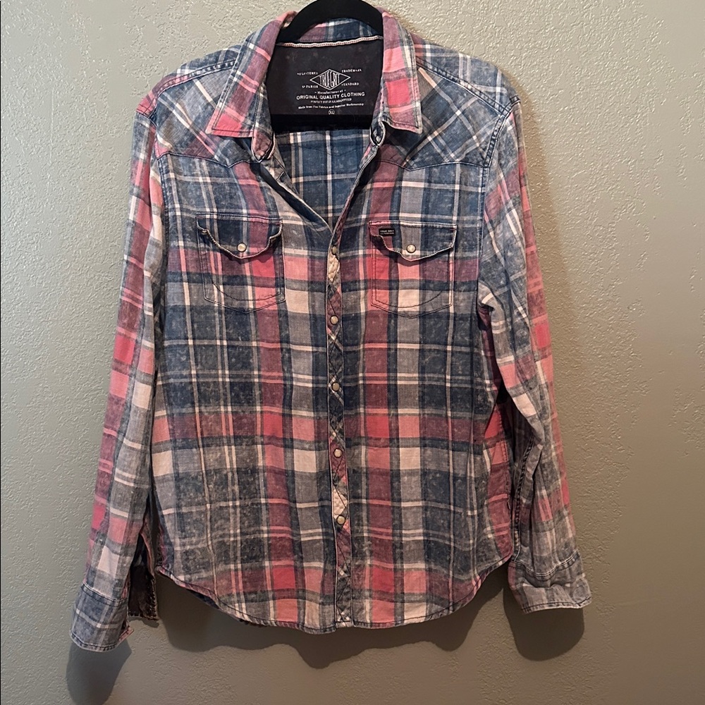 True Grit Blue and Pink Plaid Shirt